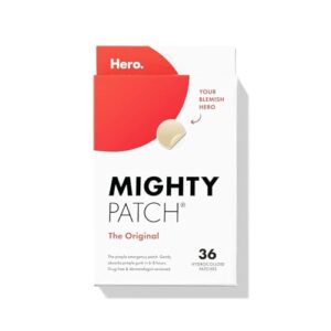 Mighty Patch Original Patch from Hero Cosmetics - #1 Hydrocolloid Acne Pimple Patches for Face, Shrinking Zits & Whiteheads in 1 Use, Nighttime Spot Pimple Stickers for Face, 36 Count : Beauty & Personal Care