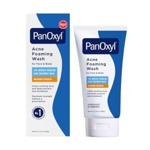 PanOxyl 10% Benzoyl Peroxide Acne Foaming Wash, Maximum Strength, Daily Acne-Fighting Face and Body Cleanser, Face Wash to Clear, Treat and Prevent Acne Pimples and Stubborn Breakouts, 5.5 Oz Tube : Beauty & Personal Care
