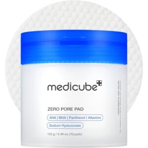 medicube Toner Pads Zero Pore Pad 2.0 | Dual-Textured Facial Pad for Exfoliation and Pore Care with 4.5% AHA Lactic Acid, 0.45% BHA Salicylic Acid | Ideal for All, Korean Skin Care, 70 Pads (1 Pack) : Beauty & Personal Care