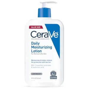 CeraVe Daily Moisturizing Lotion for Dry Skin, Body Lotion & Face Moisturizer with Hyaluronic Acid and Ceramides, Daily Moisturizer, Fragrance Free, Oil-Free, 19 Ounce : Beauty & Personal Care