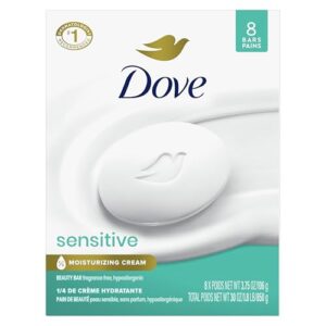 Dove Beauty Bar Soap Sensitive, 8 Bars for Sensitive Skin, Fragrance Free and Hypoallergenic 3.75 oz : Bath Soaps : Beauty & Personal Care